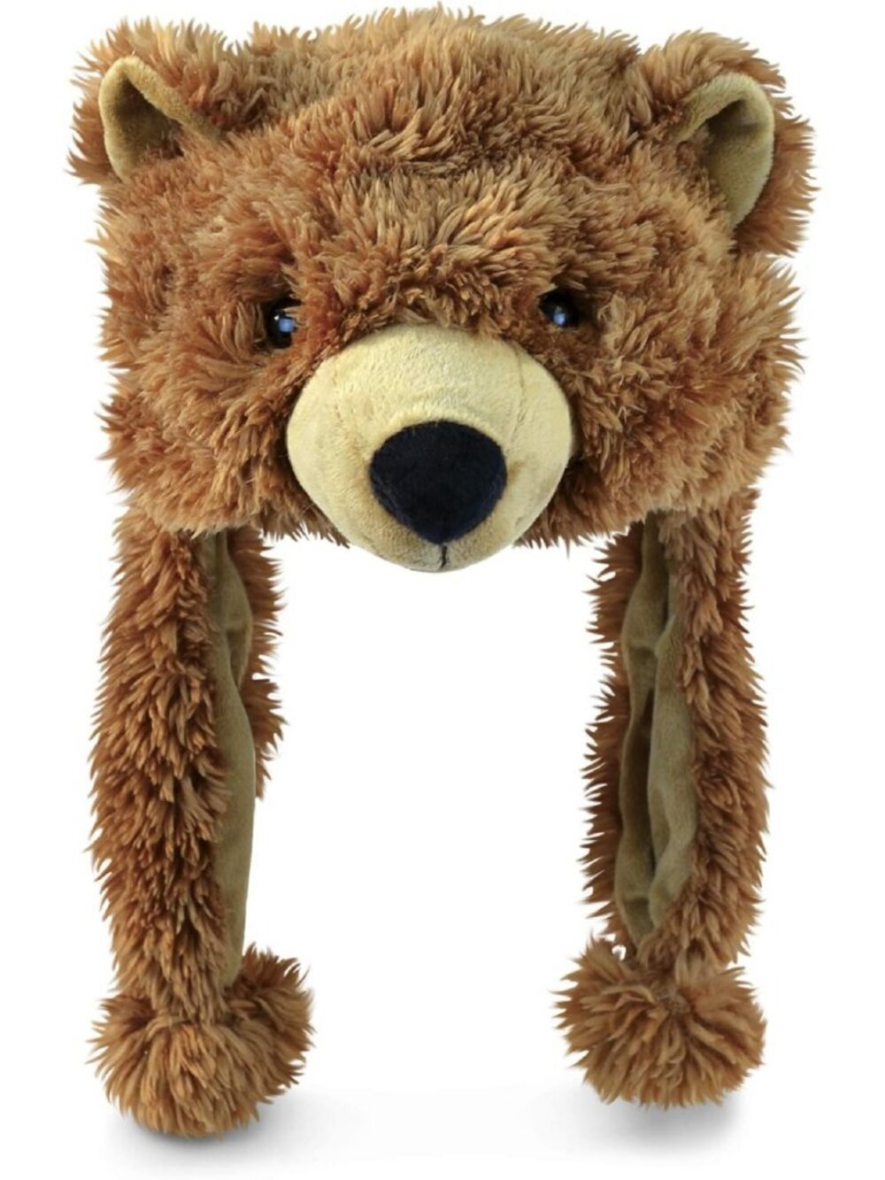 Cozy Plush Grizzly Bear Beanie Hat with Ear Flaps - Warm Winter Accessory for